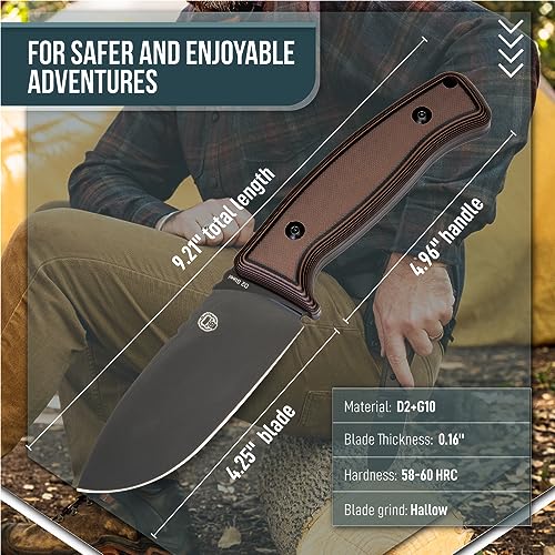 Survival Camping Knife with Fire Starter, Sheath, and Paracord K659552