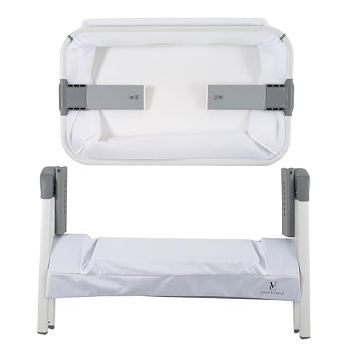 Bedside Crib Bassinet with Travel Bag, Removable Mattress, Height Adjustable - Grey J537094