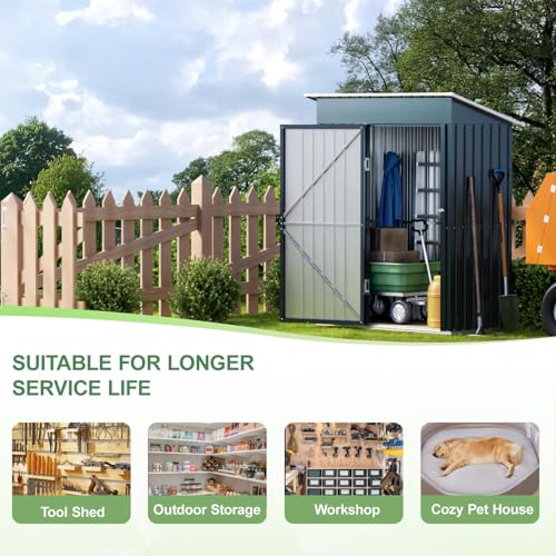 Outdoor Steel Storage Shed with Lockable Doors and Window L987864
