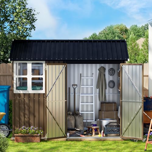 Outdoor Steel Storage Shed with Lockable Doors and Windows E249038