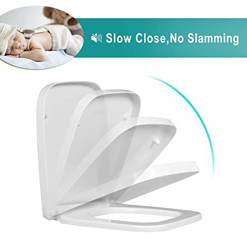 Soft Close Toilet Seat, Square, Quick Release, White I177077