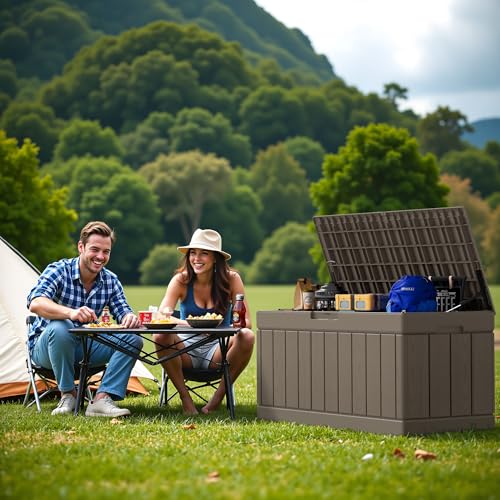 30 Gallon Waterproof Resin Deck Box for Outdoor Patio and Garden Storage Q30388