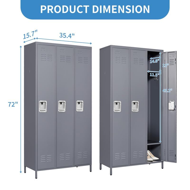 Steel Lockers for Employees, Lockable Storage Cabinet with Assembly X270