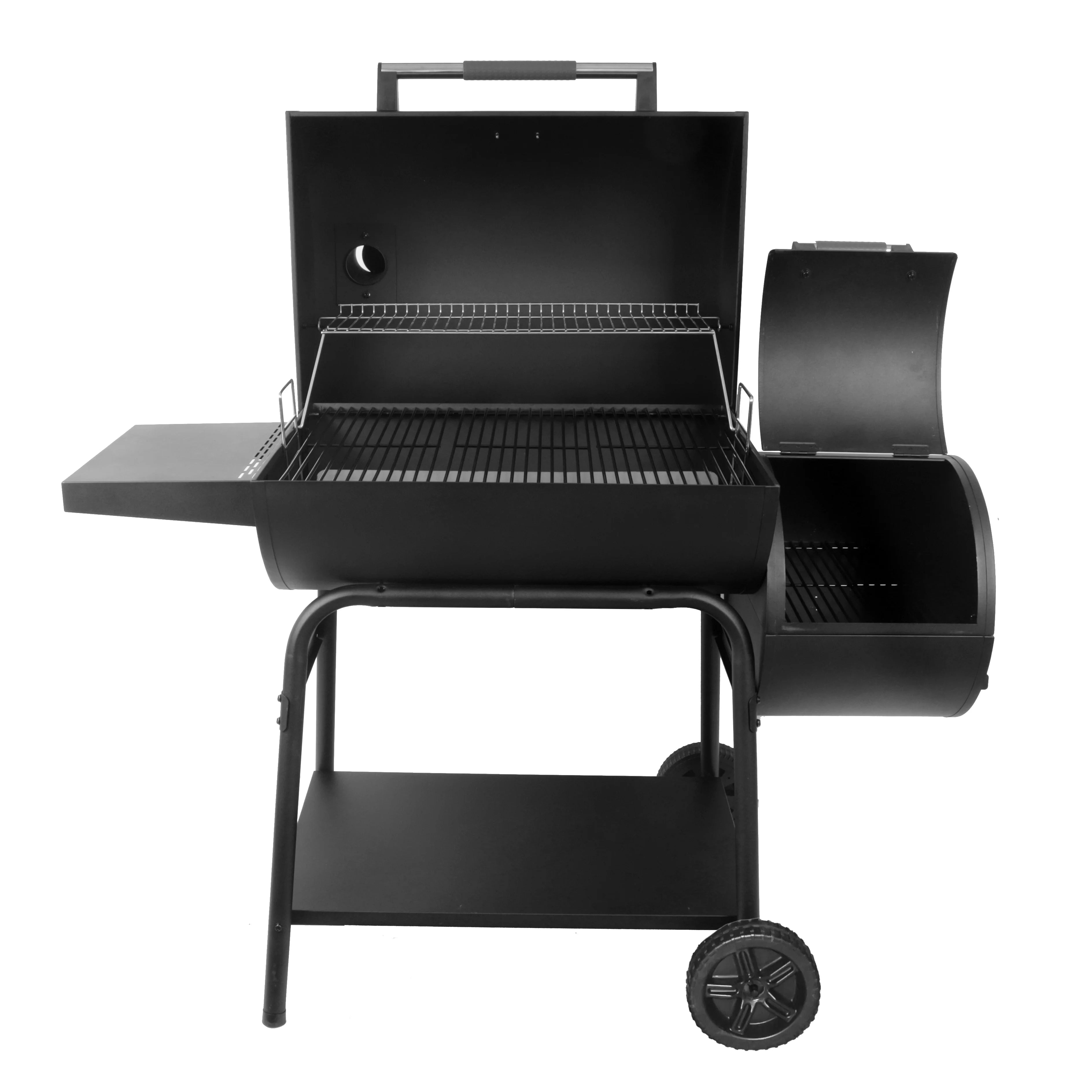 28" Offset Steel Charcoal Smoker Grill with Side Firebox B1997
