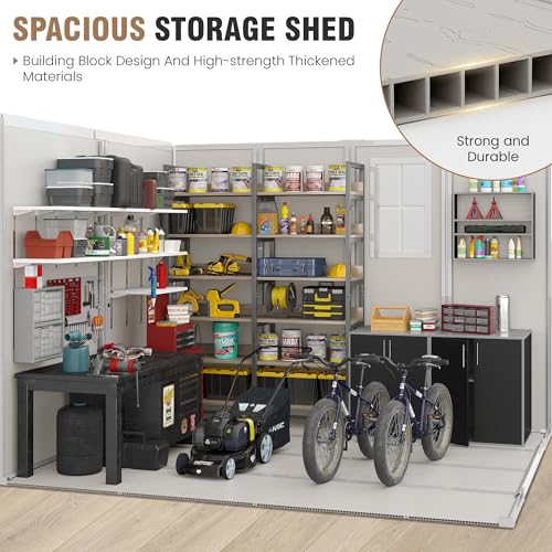 Outdoor Storage Shed 6x6 FT Resin with Floor and Lockable Door Z166