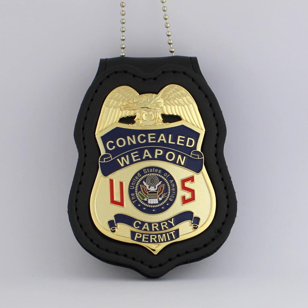 Concealed Weapon Carry Permit Badge & Leather Holder F483456