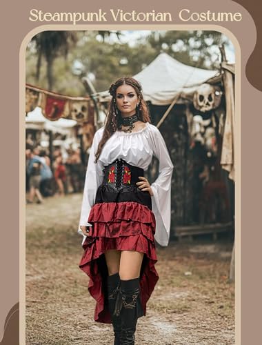 Pirate Costume for Women with Shirt Skirt Corset Belt K4037
