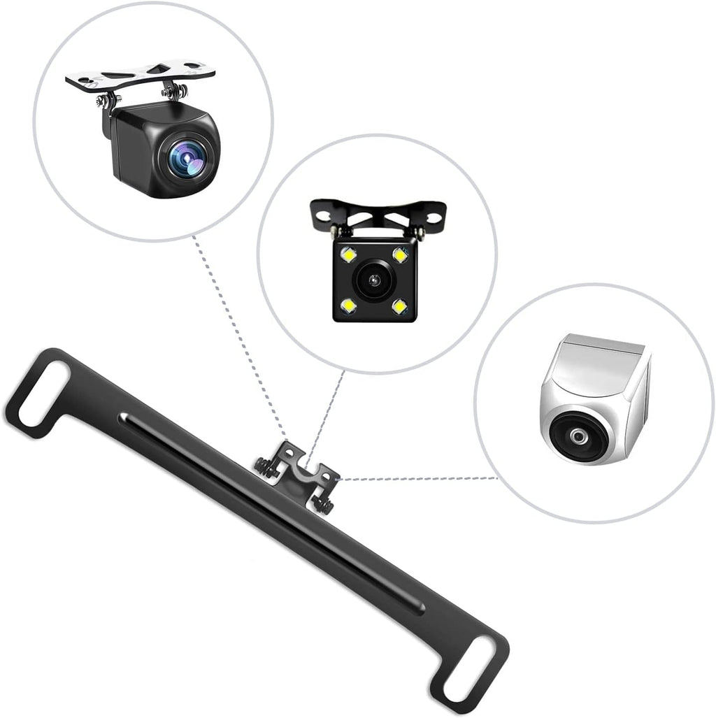 Car Reversing Camera License Plate Bracket, Rear View Backup Camera, Black S7396