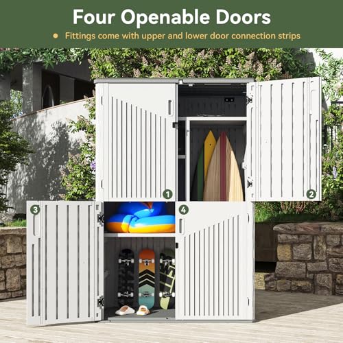 Outdoor Storage Shed with Floor, Waterproof Vertical Cabinet I260366