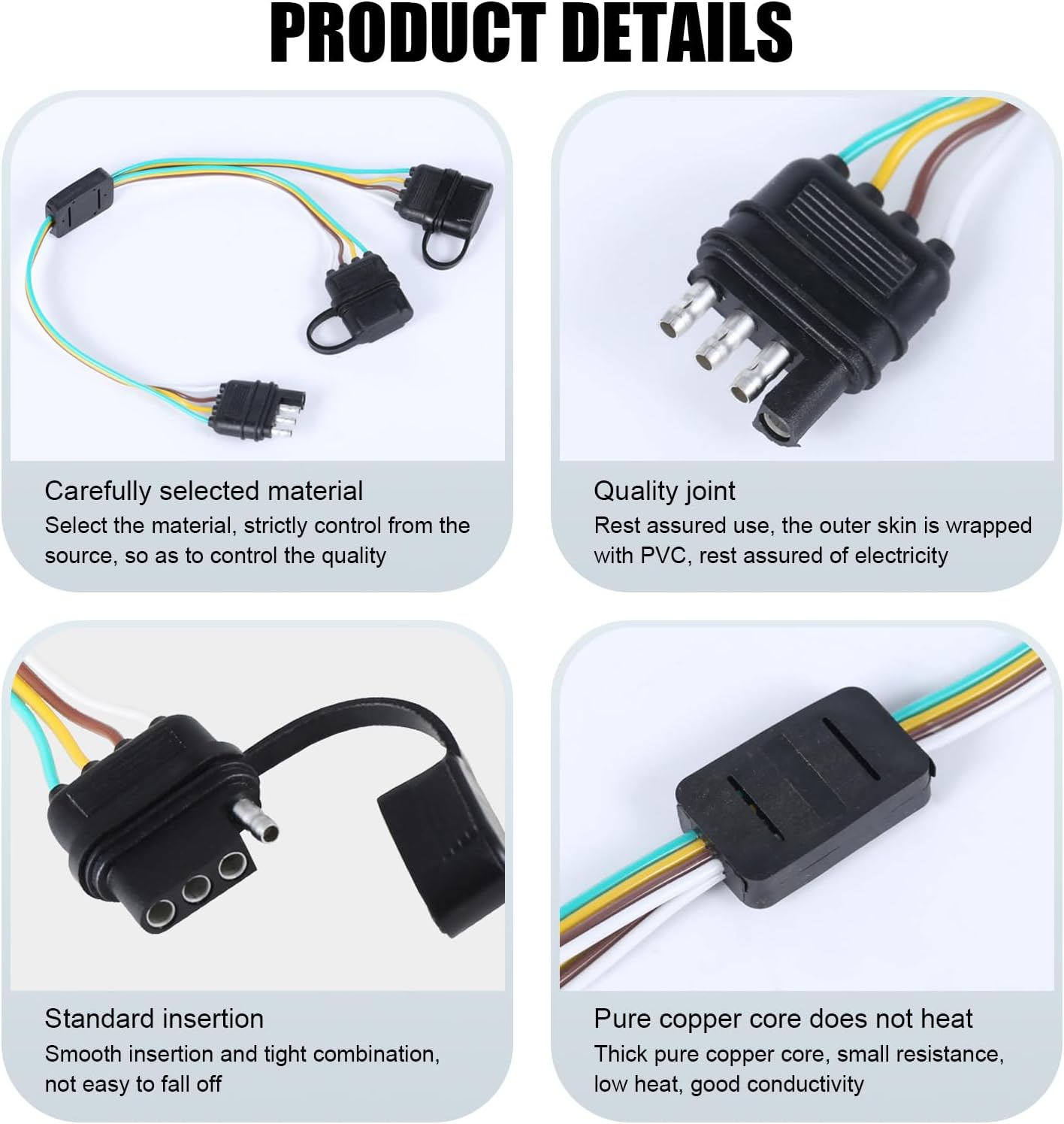 Y-Type Splitter 1-to-2 Wiring Harness, 4 Pin Flat Plug Adapter with Dust Cover, 17.7" D305