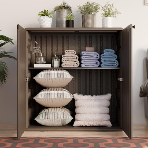 Outdoor Storage Cabinet Waterproof with Shelf for Patio and Garden U239