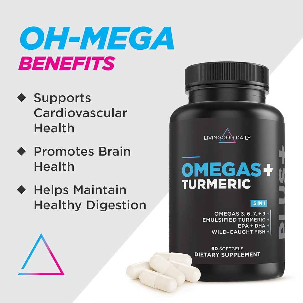 Omega 3 6 9 Plus Turmeric Curcumin Supplement, 60 Softgels W892