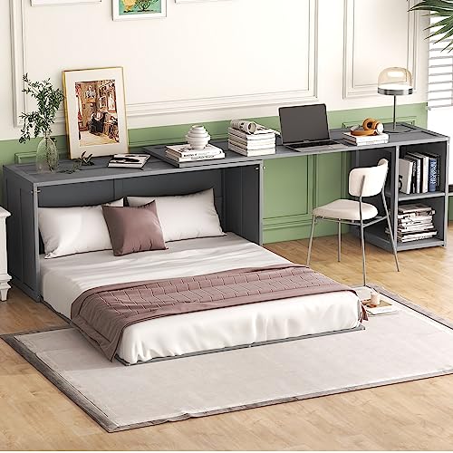 Wall Cabinet Bed with Storage and Bookcase Headboard F651615