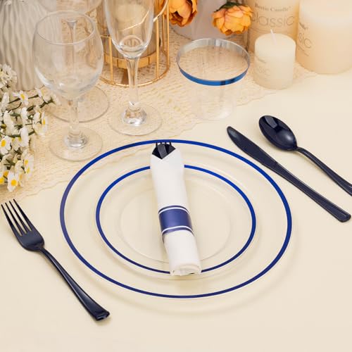 Disposable Plates and Cups Set for 50 Guests with Napkins and Cutlery V71219