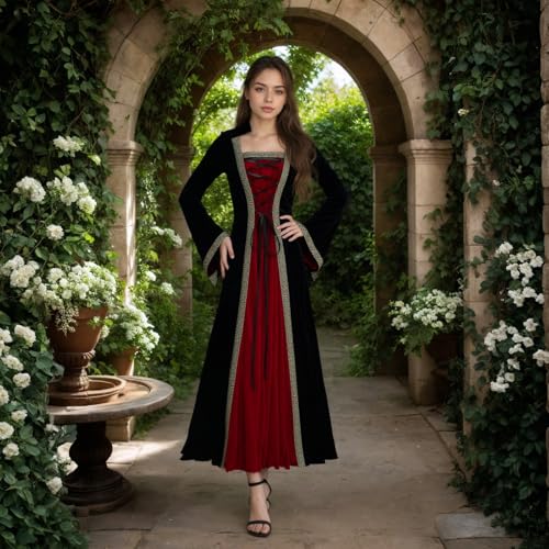 Medieval Tea Party Dress with Bubble Sleeves and Belt J695606
