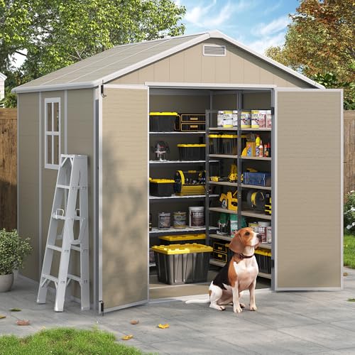 Outdoor Storage Shed 6x6 FT Resin with Floor and Lockable Door Z166