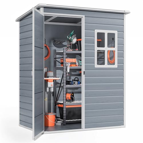 Outdoor Storage Shed with Floor, Lockable Doors, Window, Vents, Steel Frame U71245
