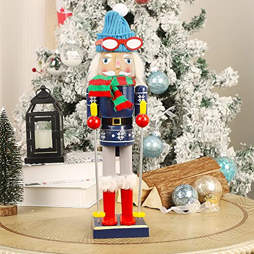 14 Inch Christmas Nutcracker Figures, Wooden Santa Chef Holding Gingerbread Men, Tabletop Centerpiece Decor R14704