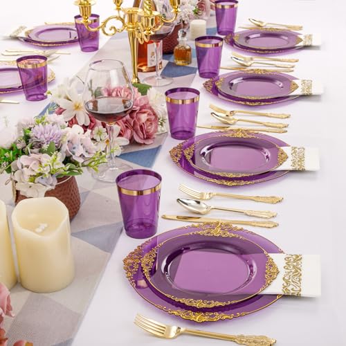 Gold Plastic Dinnerware Set for 50 Guests N48810