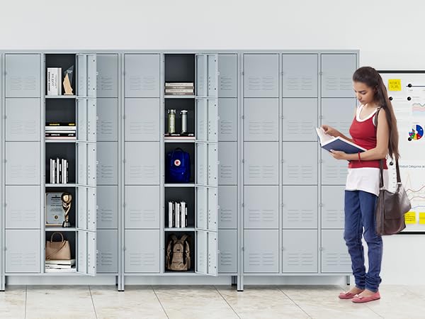 3-Door Blue Steel Storage Locker for Office, School, Gym C68898