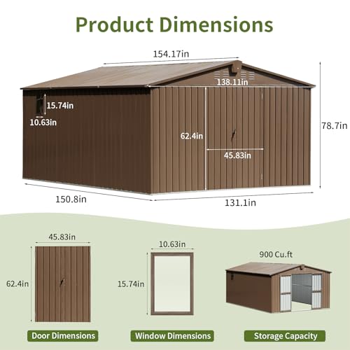 Outdoor Storage Shed with Windows and Lockable Doors Y7222