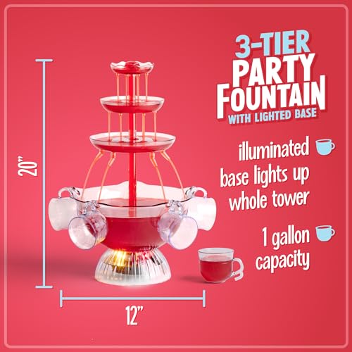 3-Tier Lighted Party Fountain with LED Base, 1.5 Gallons, 8 Cups B50564