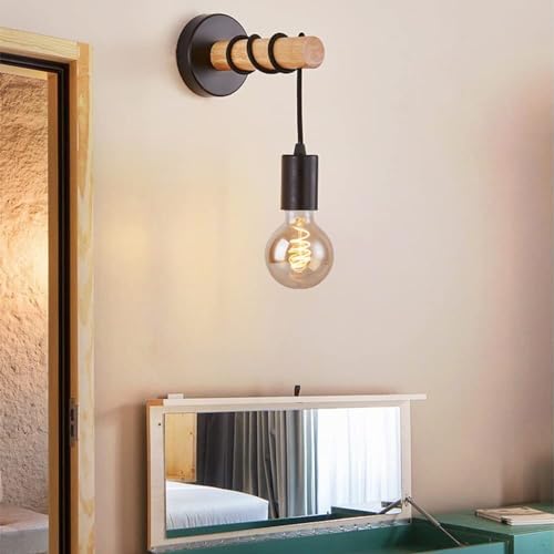 Wall lamp, Vintage Industrial, Metal and Wood, E27 Z451