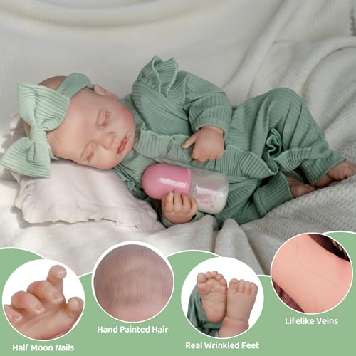 Realistic Reborn Baby Doll, 18 Inch Soft Body Sleeping Baby Girl with Pink Clothing Z645