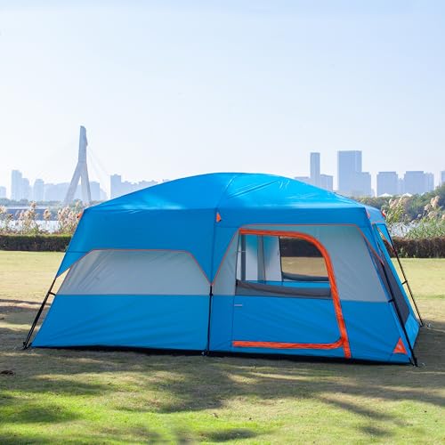 Extra Large Family Cabin Tent 2 Rooms 3 Doors 3 Windows Waterproof for Camping H460