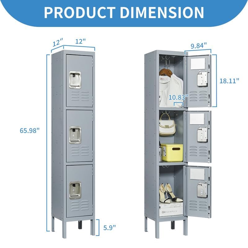 Steel Lockers for Employees, Lockable Storage Cabinet with Assembly X270