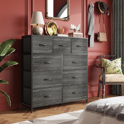 9-Drawer Fabric Storage Tower for Bedroom, Closet, Tall Chest Organizer with Steel Frame R839993