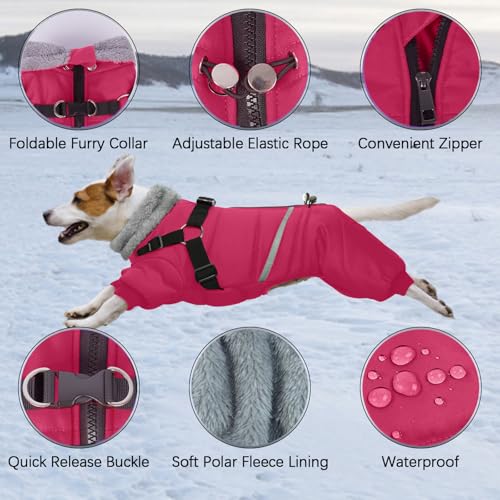 Black Dog Winter Coat with Harness, Reflective Waterproof Jacket for Small Dogs O43201