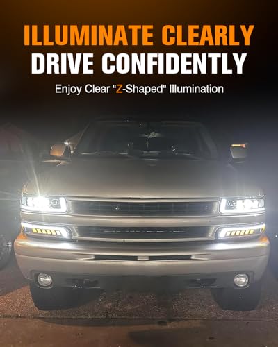 LED Headlights Assembly with Sequential Turn Signal for 1999-2006 Chevy Silverado Suburban Tahoe H92291