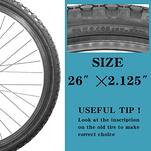 2 Pack 26" x 2.125" Beach Cruiser Bike Tires, Black Wall/White Side Wall K2140