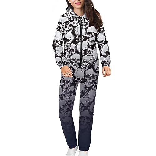 Adult Onesie Hooded One-Piece Pajama Zipper Jumpsuit for Men and Women I930