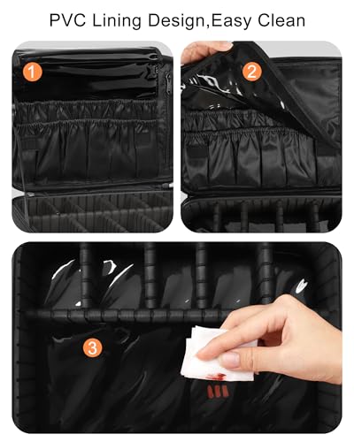 Large Capacity 3 Layer Makeup Case Cosmetic Organizer with Brush Bag R31262