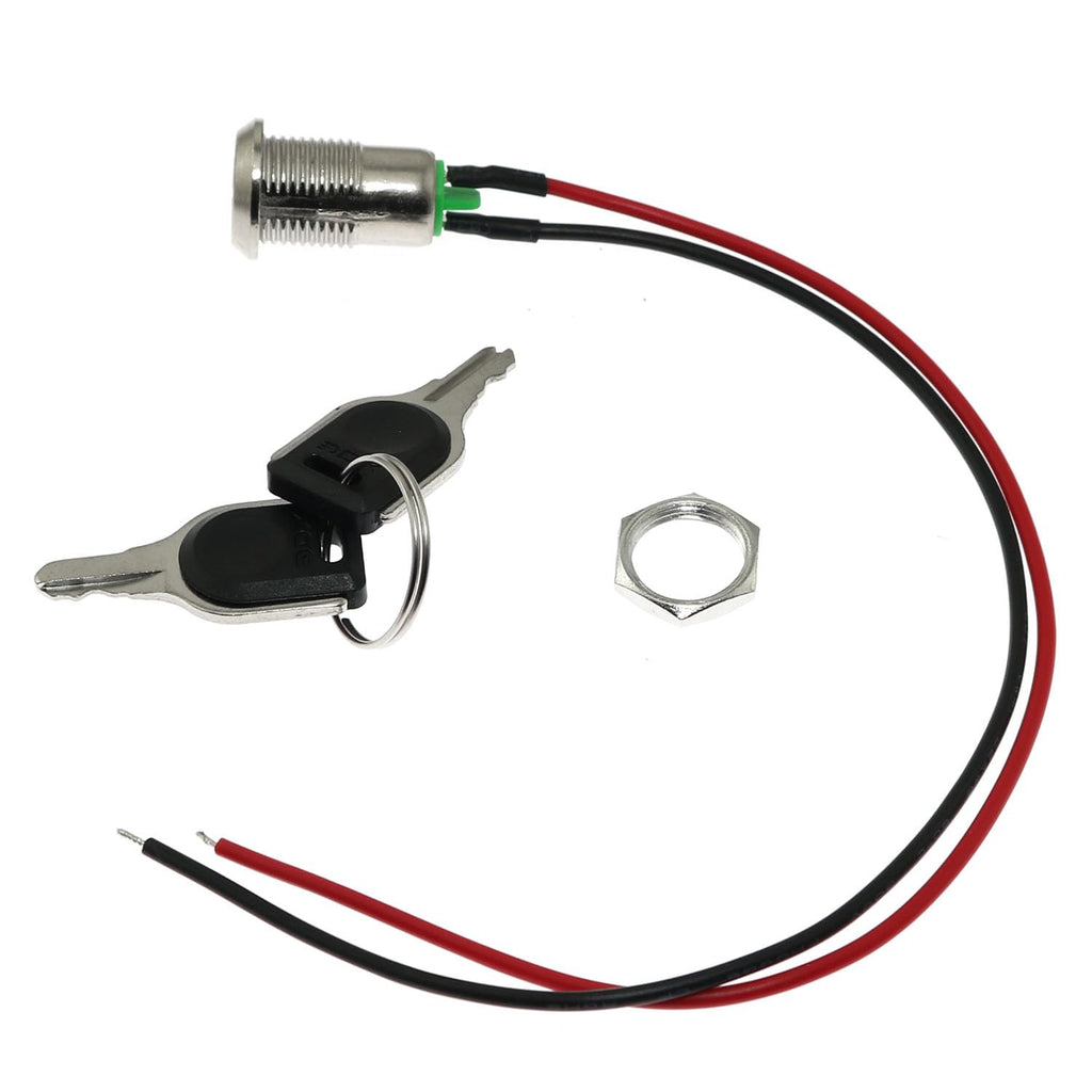 2PCS Metal Key Lock 12mm Pre Wired Rotary Switch for Electric Bicycle U759