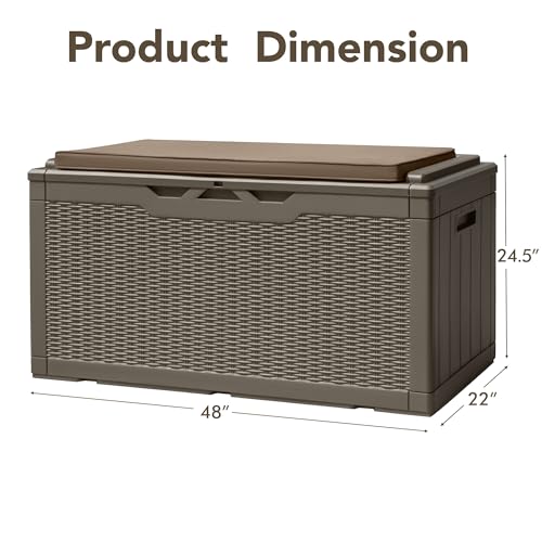 Outdoor Resin Deck Box 120 Gallon Waterproof Lockable F693676