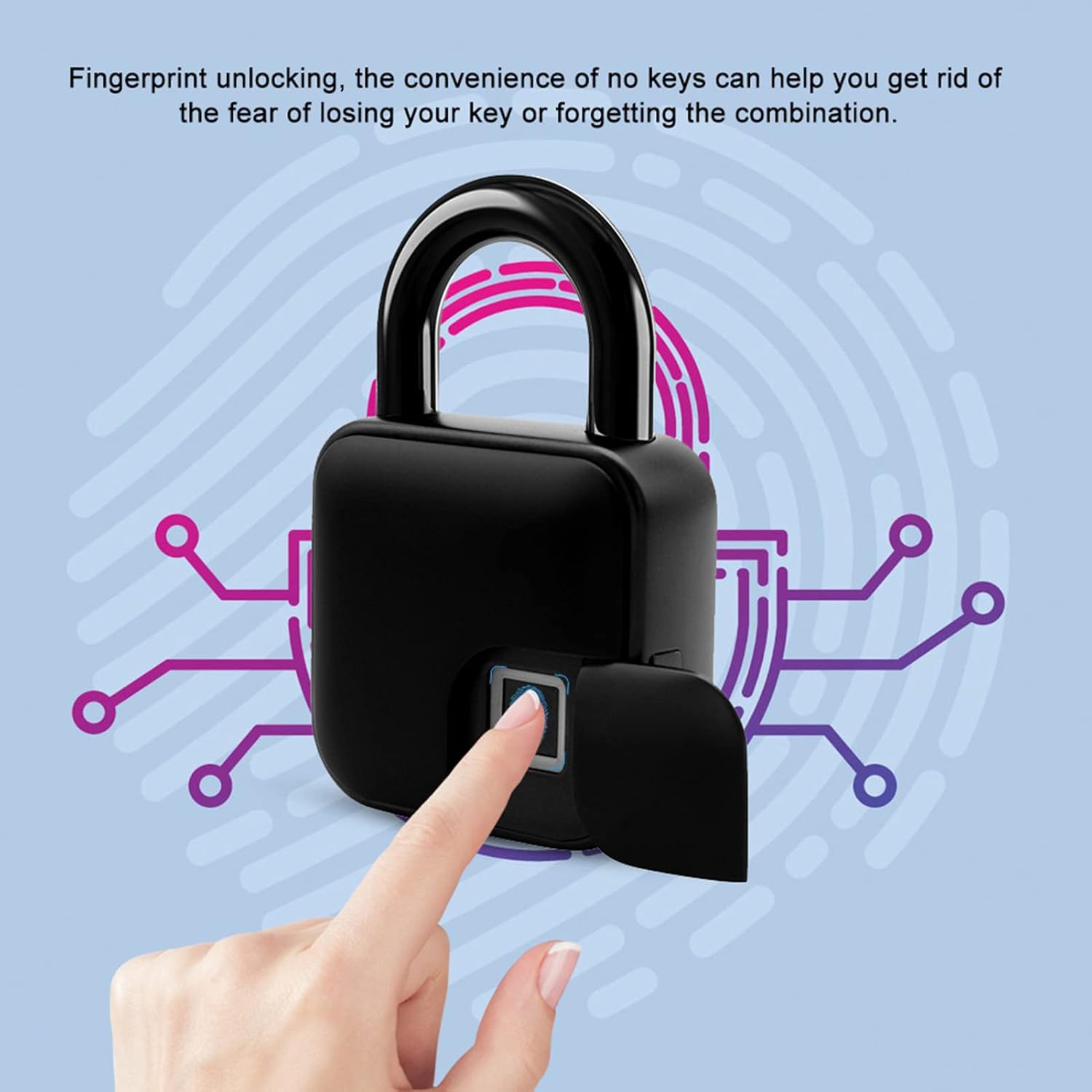 Waterproof Fingerprint Padlock for Door, Suitcase, Gym N863