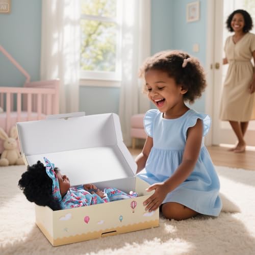 Lifelike Reborn Black Girl 18-Inch Realistic Newborn Baby Doll with Clothes and Toy U426