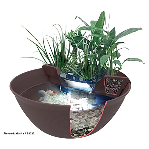 Container Water Feature Kit with Waterfall Fountain, Pump & Filtration for Indoor & Outdoor Mini Pond O74793