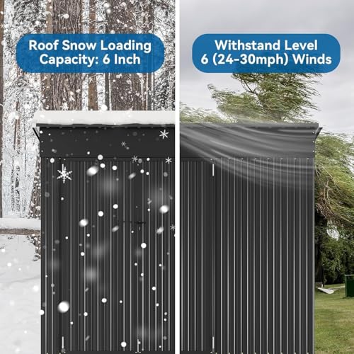 Galvanized Steel Storage Shed with Triple Doors, Weatherproof Outdoor Utility Shed P600721