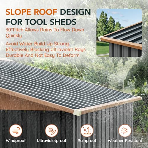 Outdoor Storage Shed with Lockable Door, Compact Metal Tool Shed for Garden O328