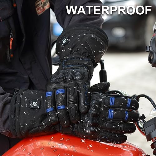 Heated Motorcycle Gloves for Men Women, Waterproof Windproof with 12V Charging Cord O591541