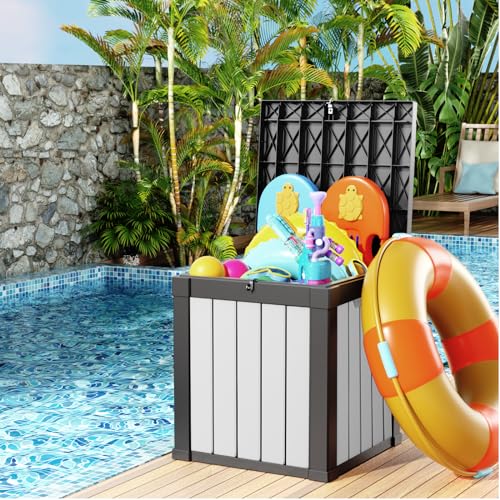 100 Gallon Resin Deck Box, Lockable Patio Outdoor Storage, Waterproof - Black F75230