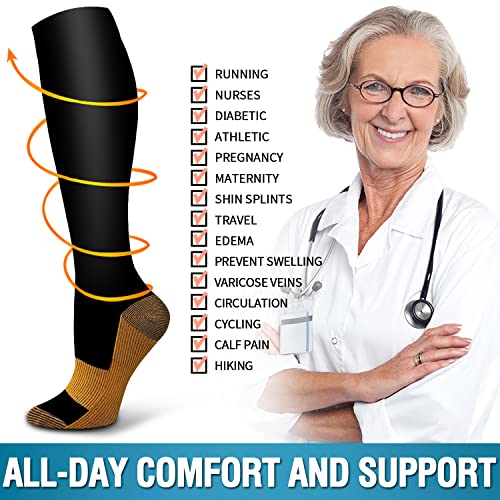Copper Compression Socks 6 Pack for Women and Men F7108