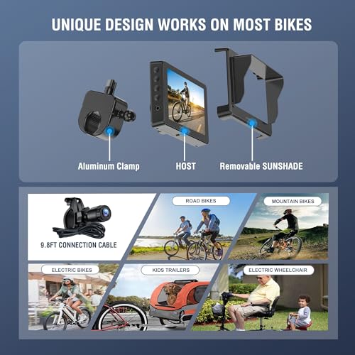 Handlebar Bike Mirror with 4.3" HD Monitor and 120° Wide Angle View Q58225
