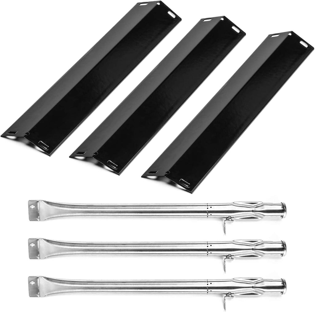 GRISUN Grill Replacement Parts for Pit Boss 1100 Pro Series Triple-Function Combo Grill, Stainless Steel Grill Burner with Porcelain-Enameled Heat Plate, Heavy Duty Replacement Parts