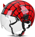 Youth Motorcycle Half Helmet, Kids Open Face Retro Helmets with Visor, Lightweight Sun Protection for All Seasons Men Women Retro Scooter Cruiser Jet Helmet, DOT Approved-Q||48-55CM