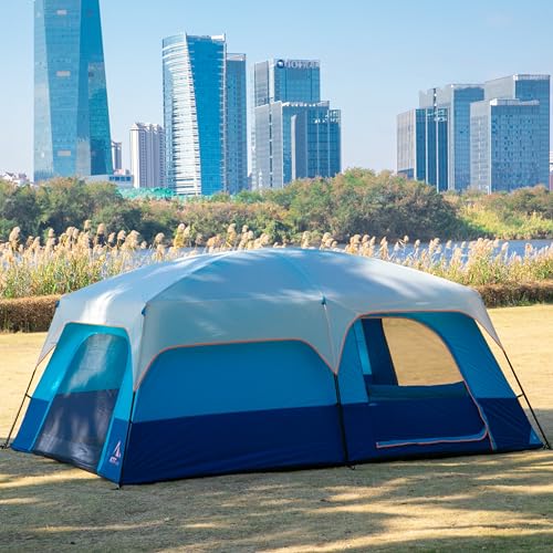 Extra Large Family Cabin Tent 2 Rooms 3 Doors 3 Windows Waterproof for Camping H460